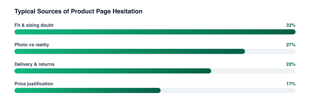 Where product page hesitation typically concentrates